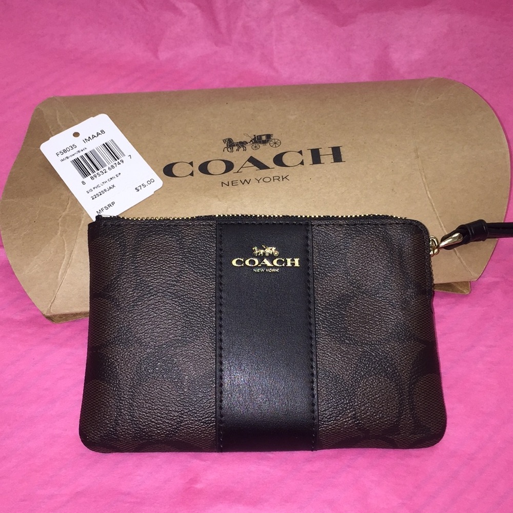 COPY  NWT- Coach black and brown wristlet